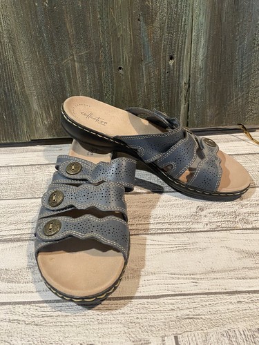 Sandalo donna Clarks Ultimate Comfort taglia 11 M blu slide cinturino regolabile