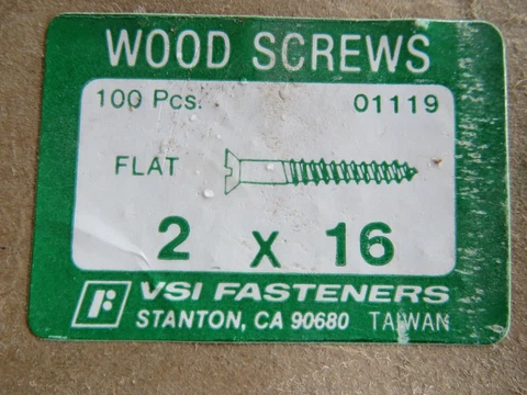 100 Wood Screws Flat Head Slotted  Steel #16 X 2" long   Zinc Plated ?? Cover