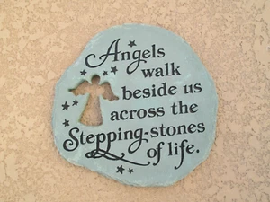 Garden Stepping Stones, Angels Walk Beside Us, Green durable resin, 12" x 12" - Picture 1 of 3