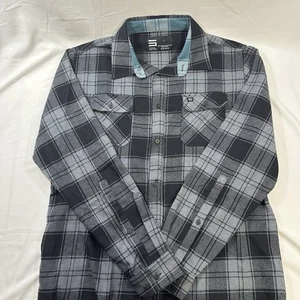 Camisa Three Six Manga Larga Franela Cuello Gris Negro Talla L - Imagen 1 de 6