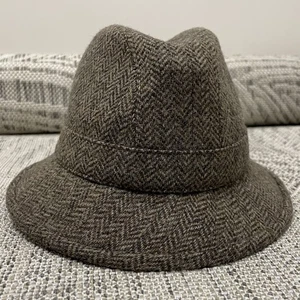 M&S Moon Tweed Trilby Hat Small Taupe Herringbone Countrywear Outdoor Shooting - Picture 1 of 18