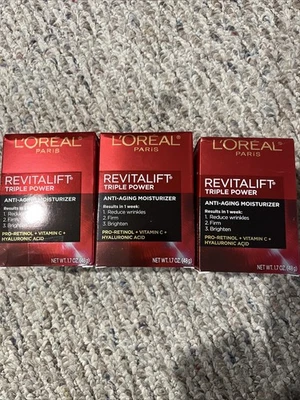 Lot Of 3 L’Oreal Revitalift Triple Power Anti-Aging Moisturizer 1.7oz NEW - Image 1 of 2