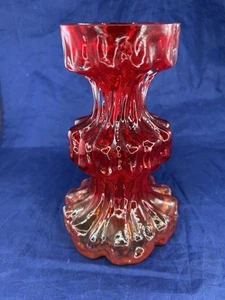 Ingrid Glass Glashutte Red Bark Textured 1970 Germany Mid Century - Picture 1 of 7