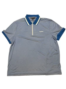Michael Kors Half Zip Short Sleeve Polo Shirt Polyester Breeze, Blue, XL - Picture 1 of 1