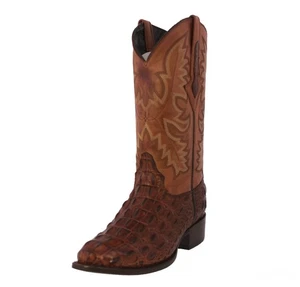 Mens Western Wear Boots Cognac Alligator Print Cowboy Dress Round Botas Vaquero - Picture 1 of 5