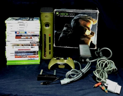 XBOX 360 Halo Edition W/Box Console 18 Games Controller Cords Tested Working!! - Image 1 of 4