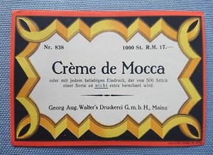 Old Liköretikett Musteretikett Cream De Mocca Georg August Walter - Picture 1 of 2
