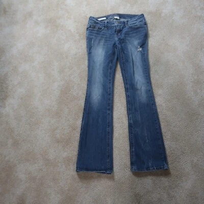 Pantalones de mezclilla Decree Bootcut para mujer 7 azules elásticos tiro bajo Foto 1 de 4