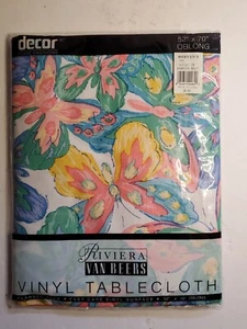 Riviera Van Beers Vintage Tablecloth Oblong 52x70 Butterflies - NEW - Picture 1 of 4
