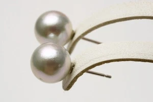 Akoya Pearl Earrings 10.0-10.5mm Natural color 14KWG - Picture 1 of 3