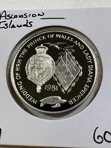 1981 Ascension Island 25 Pence Silver Proof Charles and Di Commemorative - Picture 1 of 4