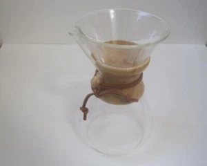Chemex Glass Coffee Carafe Pour Over Drip, 4-8 Cups, Wood & Leather Collar - Picture 1 of 5