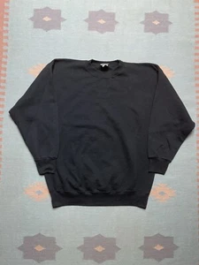 Vintage 90s crewneck sweatshirt blank black goth grunge USA made adult large - Picture 1 of 5