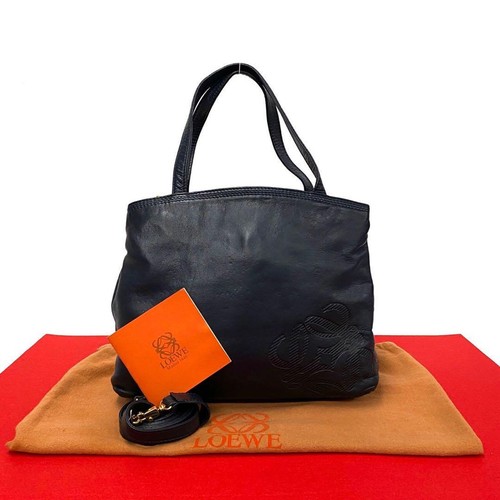 Borsa donna vintage Loewe anagramma nappa pelle 2 vie tracolla con blu navy edizione limitata