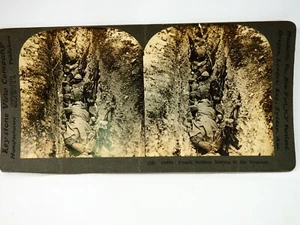 WWI French Soldiers Resting in the Trenches  Keystone Stereoview - Picture 1 of 5