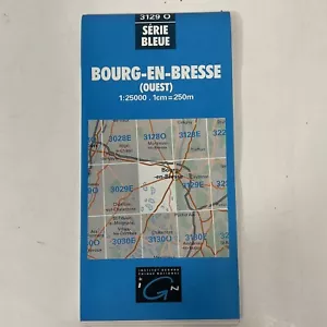 Bourg-En-Brasse Ouest 3129 O Serie Bleue IGN 1989 Travel Road Map - Picture 1 of 23