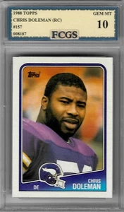 1988 Topps Chris Doleman RC #157 Graded FCGS 10 GEM MINT!!! - Picture 1 of 2