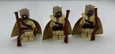 LEGO Star Wars 3 Tusken Raider Minifigure with fabric cape and gun MOC custom - Image 1 of 4