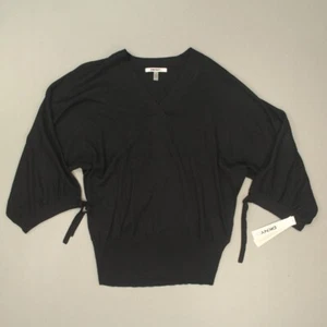 DKNY Women's Knit Sweater Size Medium Black V-neck Pullover Lightweight NWT - Picture 1 of 7