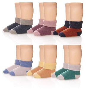 6 Pairs Kids Winter Wool Socks Thick Warm Crew Socks for Boys Girls Toddlers - Picture 1 of 6