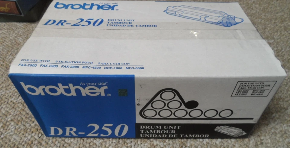 全新 正品 Brother DR-250 鼓单元。 MFC-4800 MFC-6800 传真 2800 2900 3800 保修和延长保修 — 第 1/1 张图片