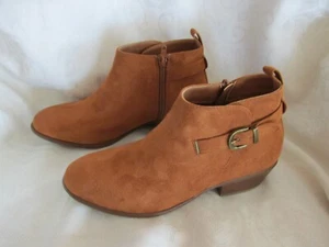 NEW Wild Diva Ankle Boots Suede Look Women's Size 8, 1.25" Heel, Buckle Accent - Picture 1 of 6