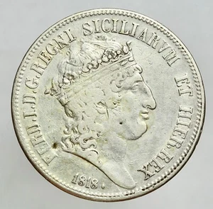 NAPOLI - FERDINANDO I 1816-1825 AG/ PIASTRA 1818 RARA - Imagen 1 de 2