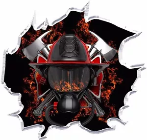 Calcomanía gráfica de vinilo rasgada para bombero - Imagen 1 de 1