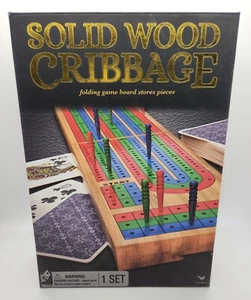 Solid Wood Cribbage Folding Board w/Game Piece Storage and Playing Cards - Picture 1 of 6