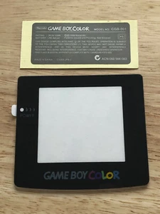 Lente de pantalla de vidrio negro color Nintendo Game Boy y etiqueta adhesiva de carcasa trasera - Imagen 1 de 1