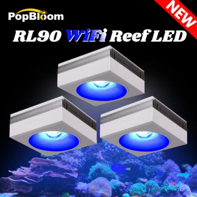 3x PopBloom RL90 WiFi Saltwater Reef Aquarium LED Lights Coral Fish Tank 60" 72" - Photo 1/4