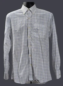Tommy Hilfiger Mens M Collared Button Down Shirt Long Sleeves Blue Black White - Picture 1 of 7