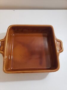 Vintage Emile Henry Square Baking Dish 8"x8" Item #2085 Cream/Brown