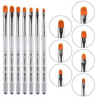 7Pcs Acrylic Nail Art Pen Tips UV Builder Gel Painting Brush Nails Manicure Set