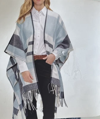 NEW Banana Republic Women's Fringe Detail Cashmere Blend Wrap Blue MSRP $119 - Image 1 of 4