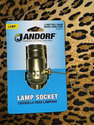 Jandorf 60411 250V 250W Medium E26 Base Brass 3-Way Pull Chain Lamp Socket 1403 - Image 1 of 3