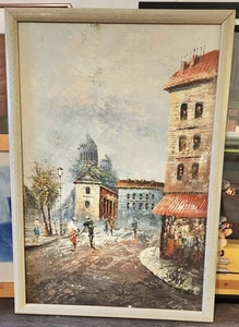 Pintura sobre lienzo W. Burnett impresionista de mediados de siglo 1877-1950 París St escenas - Imagen 1 de 6