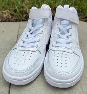 Nike Court Borough Mid 2 Shoes Sneaker, white/white. 10.5C US Unisex Little Kid - Picture 1 of 5