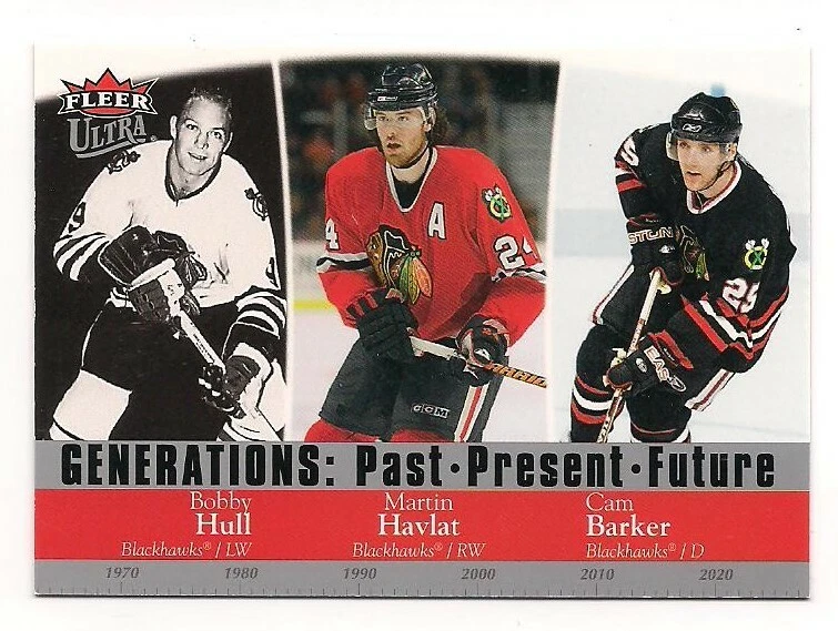 Chicago: Bobby Hull - Martin Havlat - Cam Barker 07-08 Fleer Ultra Generations - Image 1 of 1