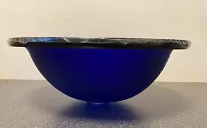 Vitraform VF31f-75 Freestanding Round Glass Sink 17" Cobalt Dark Blue Finish - Picture 1 of 19