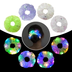 4Pcs Light up Scrunchies Hair Tie, LED Neon Hair Accessories for Women & Girls,  - Picture 1 of 12