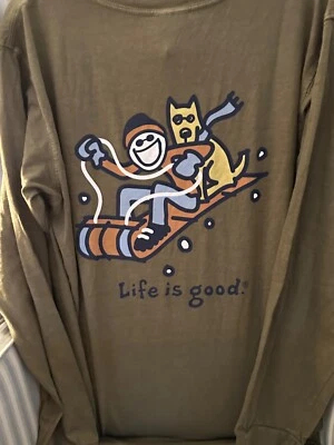 CAMISETA NIÑO LIFE IS GOOD L/S "J & R "GO WITH THE SNOW" NUEVA CON ETIQUETAS GRÁFICO EN LA ESPALDA (XL-14) Foto 1 de 4