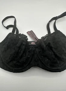 Victorias Secret Body By Victoria Unlined Demi Bra 32DD Black Lace PREOWNED - Picture 1 of 8
