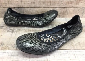 Born Damen-Ballerinas schwarz silber strukturiertes Leder rund geschnitten Größe 8 - Bild 1 von 8