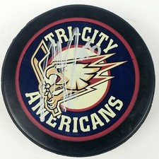 Tri City Americans Western Hockey League WHL Official Game Puck Autographed #5