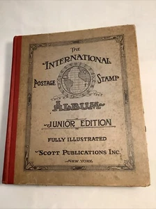 1943 Scott Publications INTERNATIONAL POSTAGE STAMP ALBUM Jr. Ed. w/ STAMPS WWII - Picture 1 of 24