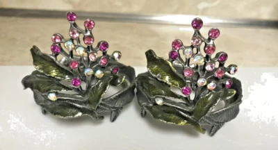 Conjunto de 2 Castiçais Anthropologie de Metal Rosa Joias Pintados à Mão - Imagem 1 de 4