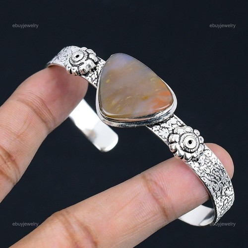 VALENTINO Bracciale in argento sterling 925 pietra preziosa agata pennacchio naturale regolabile per ragazze