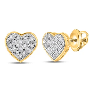 Pendientes de corazón de diamantes redondos de oro amarillo de 10kt para mujer de 1/10 quilates - Imagen 1 de 1