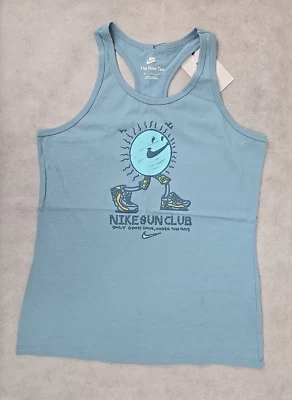 NUEVA Camisa Nike Niñas Talla XL X-Large Sun Club Camiseta sin Mangas Azul Estampado Gráfico NUEVA Foto 1 de 4